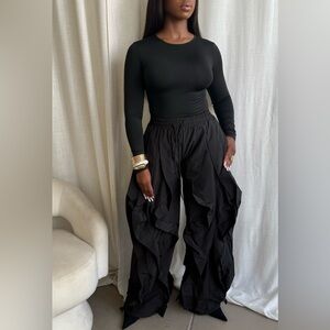 Stylish Black Ruffled Pants & Bodysuit